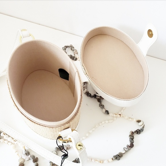 SALE! NWT SAM EDELMAN STRAW WHITE CROSSBODY BAG - Picture 5 of 6